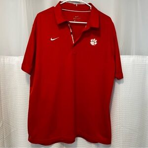 Nike Dri Fit Clemson Tigers Polo Mens XL Orange Swoosh